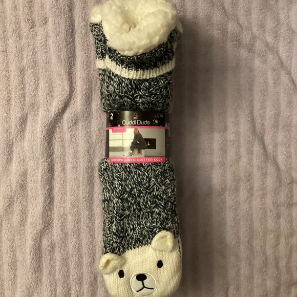 🐻‍❄️ Polar Bear CUDDL DUDS WOMEN'S SHERPA SLIPPER SOCKS 2 PAIR New NWT🐻‍❄️ - Picture 1 of 5